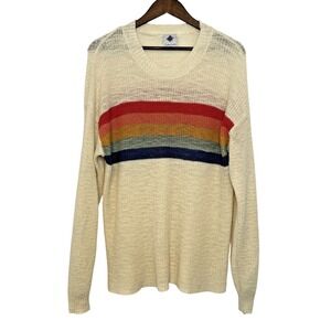 Like Love Rainbow Sweater Cream Ivory Stripes Cotton Blend Soft‎ Lightweight 2XL